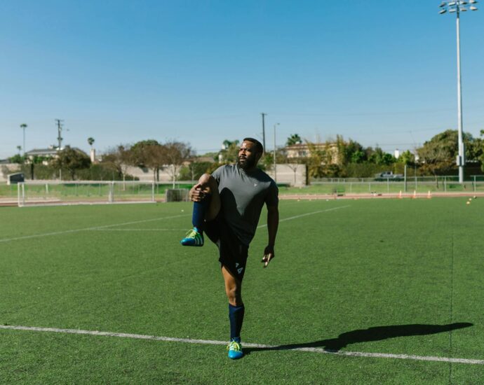 athlete stretching