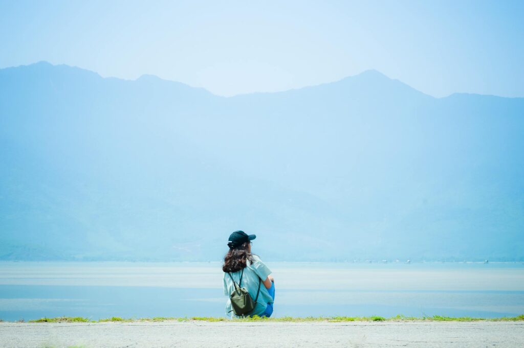 calm person meditating
