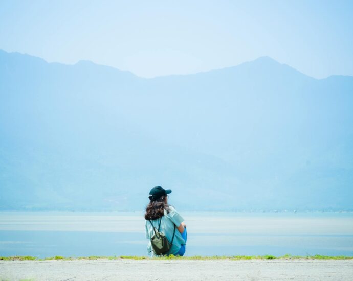 calm person meditating