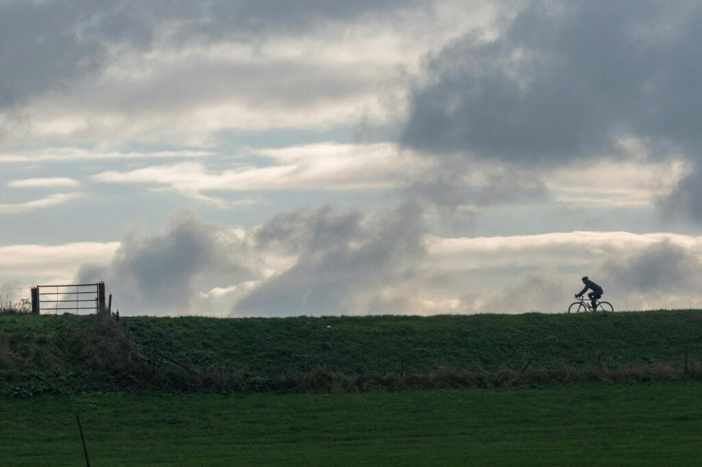 cyclist on scenic road