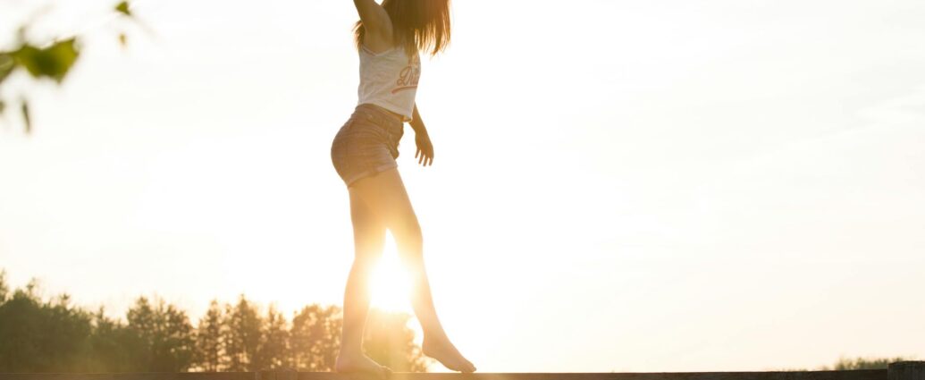 person balancing tech and nature