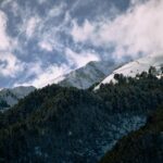 snowy mountain lodge