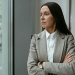 woman looking at map