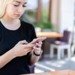 woman using laptop vintage