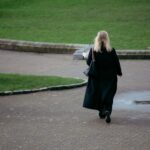 woman walking alone city