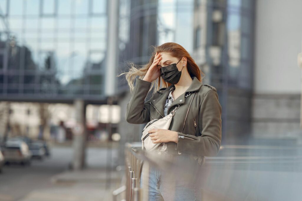 woman wearing bold color outfit