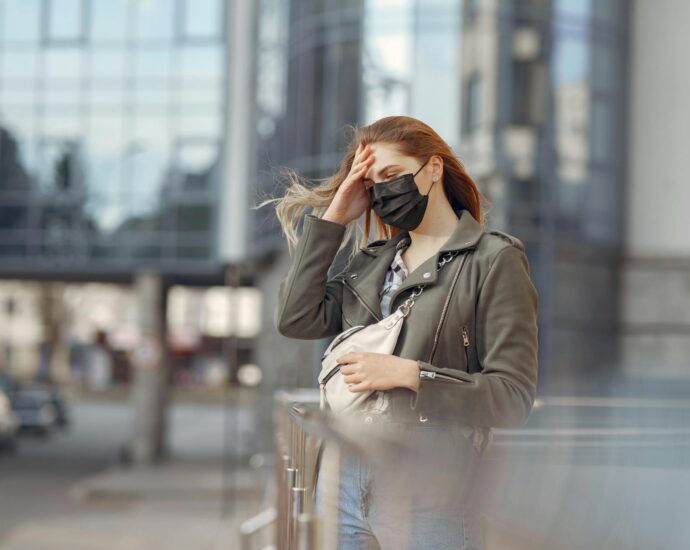 woman wearing bold color outfit