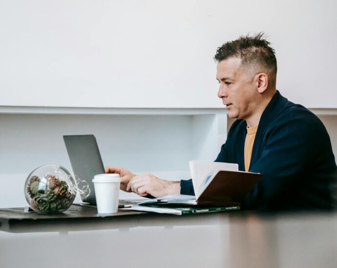 person working diligently